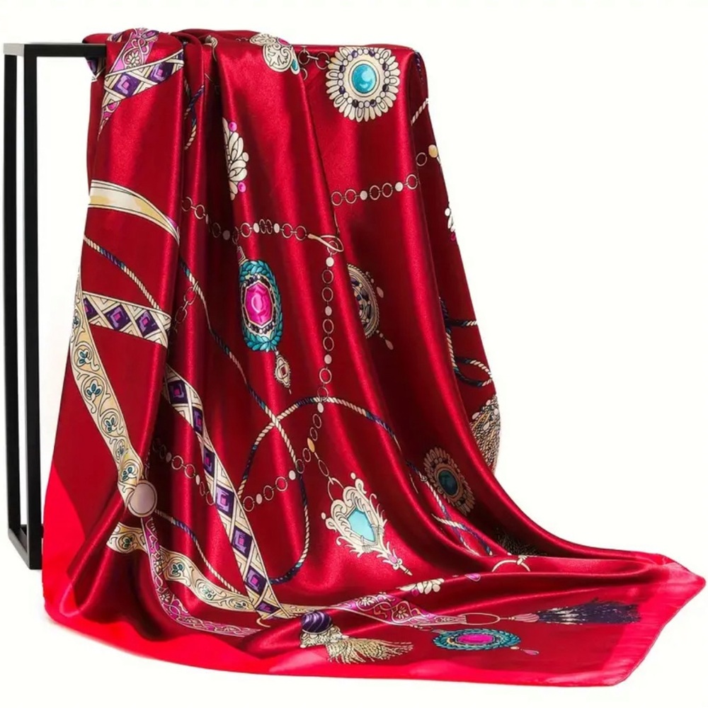 Red Scarf with Jewel Print